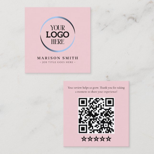 Modern Business Reviews QR Code Card | Custom Logo (Front/Back)