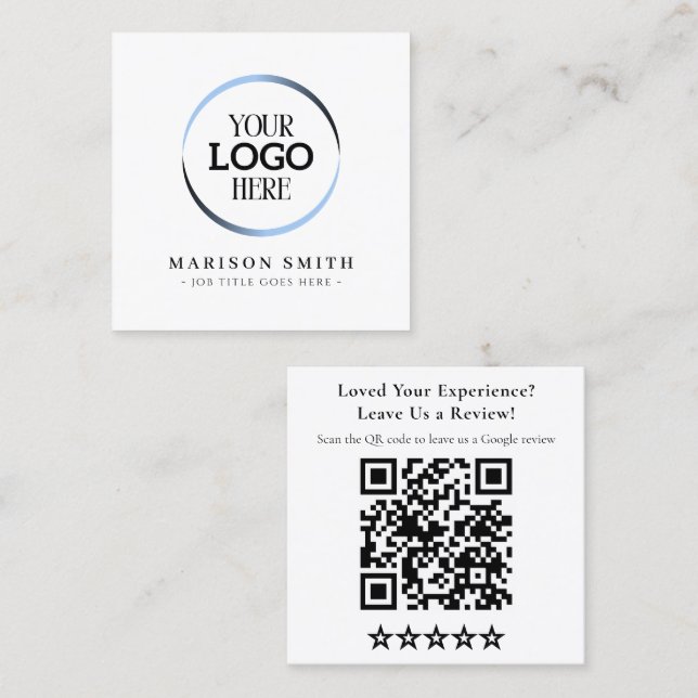 Modern Business Reviews QR Code Card | Custom Logo (Front/Back)