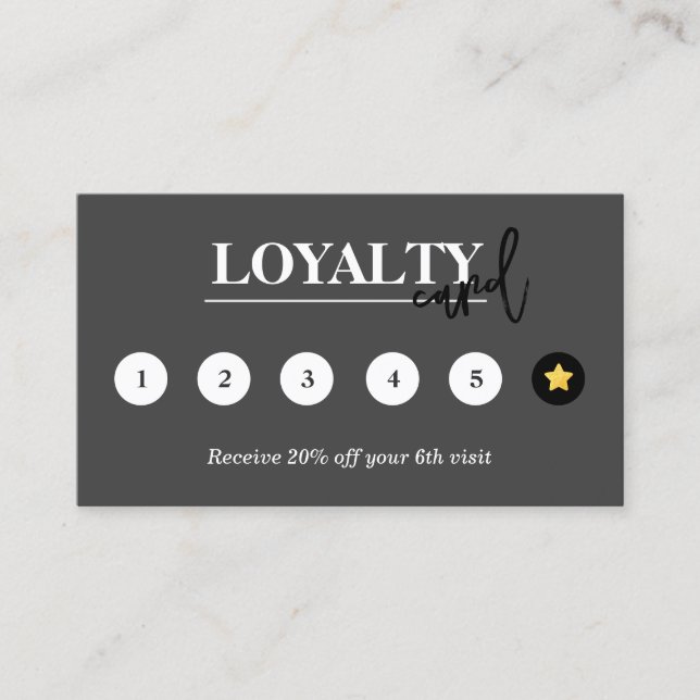 Modern Business Reward Dark Grey Flat  Loyalty Card (Front)