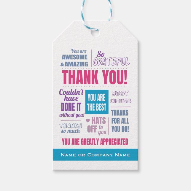 Modern Business Thank You Gift Tags (Front)