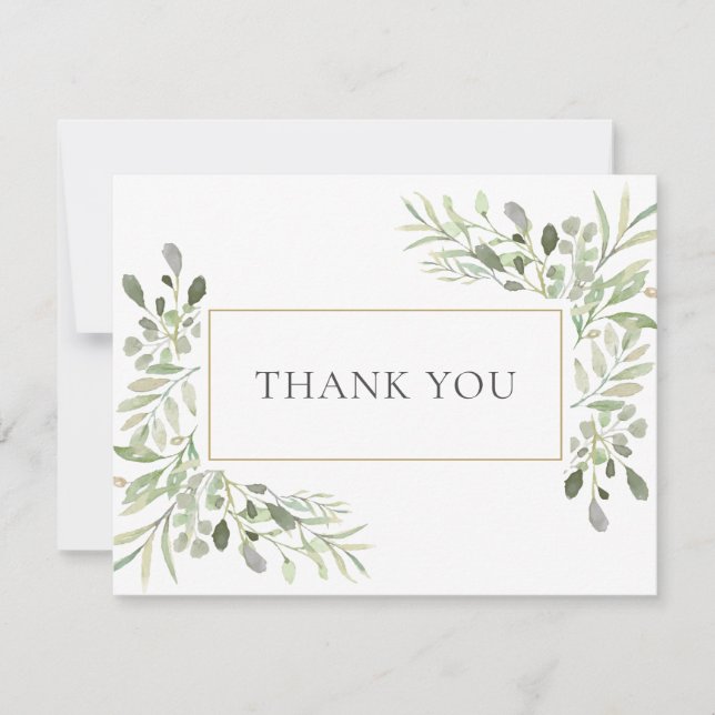 Modern Business Thank You Greenery Watercolor (Front)