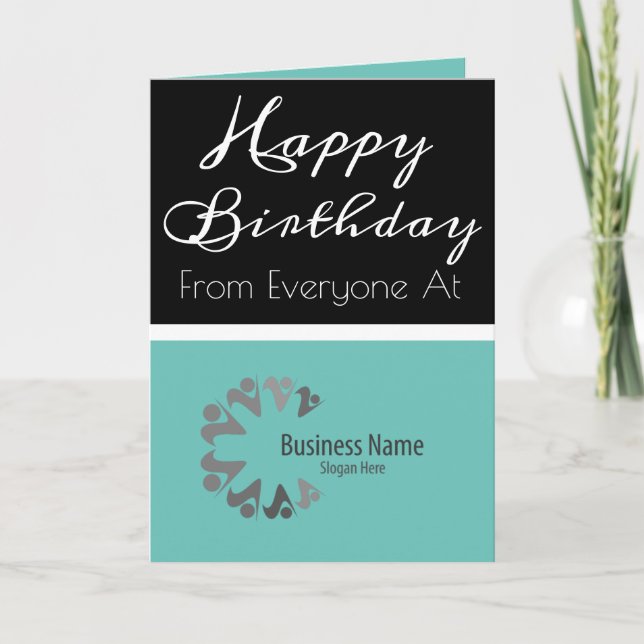 Modern Business to Employee Personalised Birthday Thank You Card (Front)