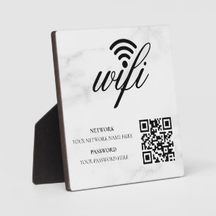Modern Business Wifi Network and Password Black Plaque
