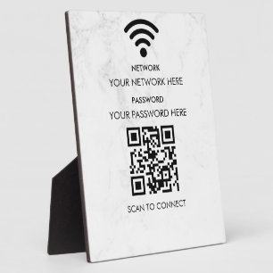 Modern Business Wifi Network and Password Black Plaque