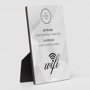 Modern Business Wifi Network and Password Black Plaque
