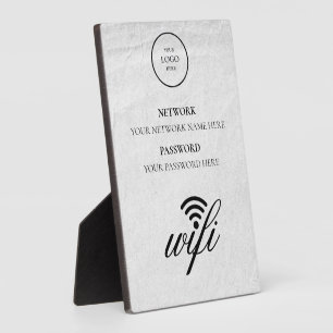 Modern Business Wifi Network and Password Black  Plaque