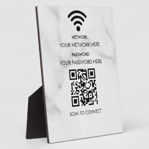Modern Business Wifi Network and Password Black Plaque