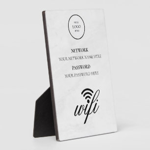 Modern Business Wifi Network and Password Black  Plaque