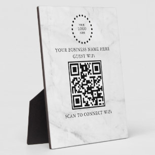 Modern Business Wifi Network and Password Black  Plaque