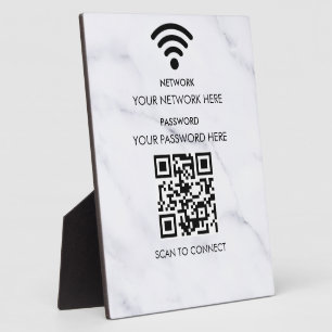 Modern Business Wifi Network and Password Black Plaque