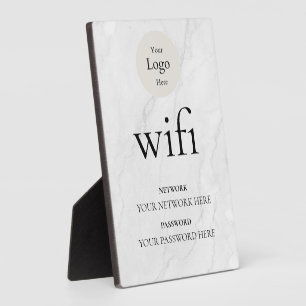 Modern Business Wifi Network and Password Black Plaque