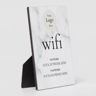 Modern Business Wifi Network and Password Black Plaque