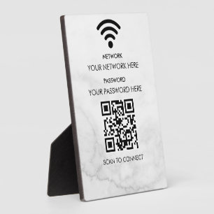 Modern Business Wifi Network and Password Black Plaque