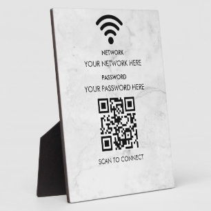 Modern Business Wifi Network and Password Black Plaque