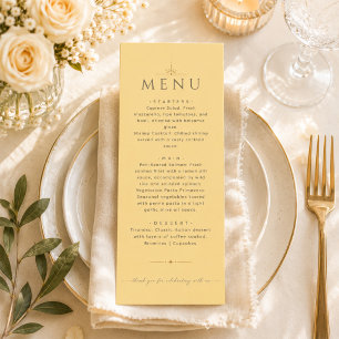 Modern Butter Yellow Editorial Wedding Menu