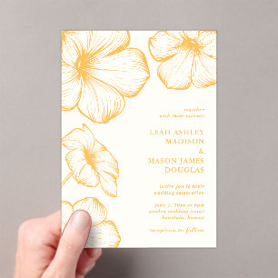 Modern Butter Yellow Floral Elegant Wedding Acrylic Invitations