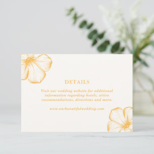 Modern Butter Yellow Floral Elegant Wedding Enclosure Card