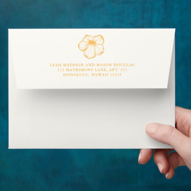 Modern Butter Yellow Floral Elegant Wedding Envelope (Hand)