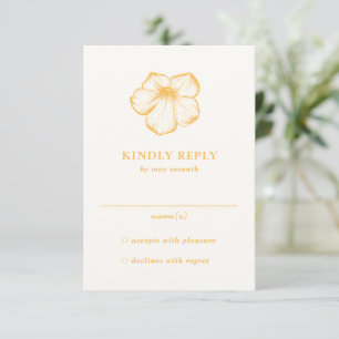 Modern Butter Yellow Floral Elegant Wedding RSVP Card