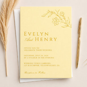Modern Butter Yellow Floral Wedding Invitation