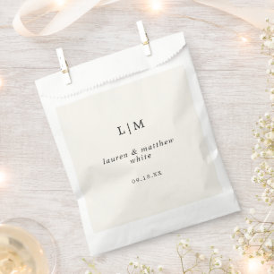 Modern Butter Yellow Monogram Elegant Wedding Favour Bags