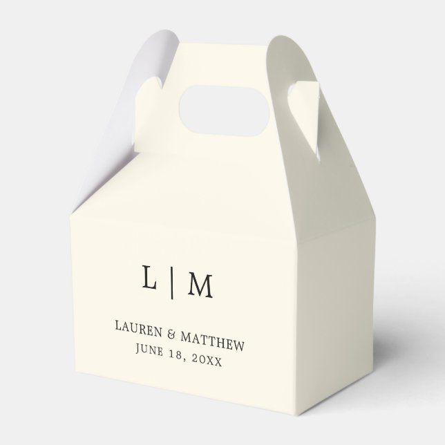 Modern Butter Yellow Monogram Elegant Wedding Favour Box (Front Side)
