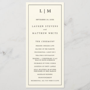 Modern Butter Yellow Monogram Elegant Wedding Programme