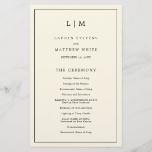 Modern Butter Yellow Monogram Wedding Program