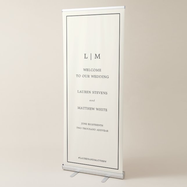 Modern Butter Yellow Monogram Wedding Welcome Sign (3/4)