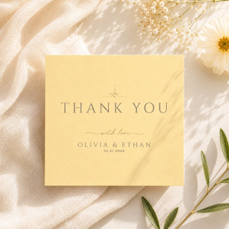 Modern Butter Yellow Wedding Budget Thank You note Card