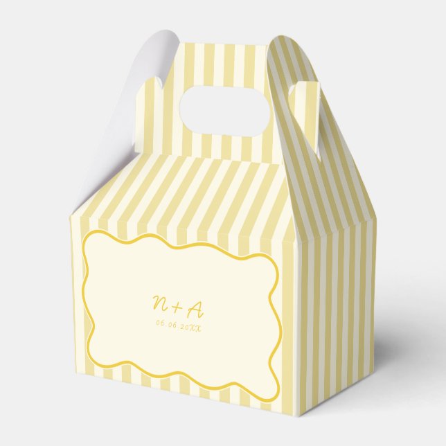 Modern Butter Yellow Wedding Favour Box (Front Side)