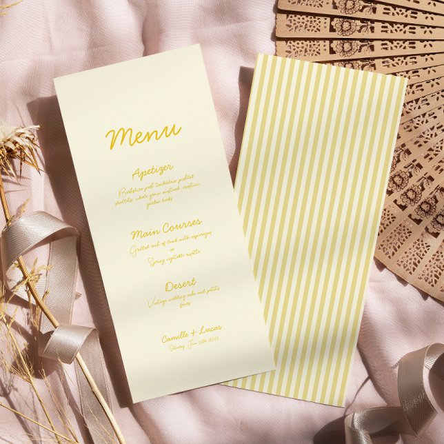 Modern Butter Yellow Wedding Menu (Creator Uploaded)