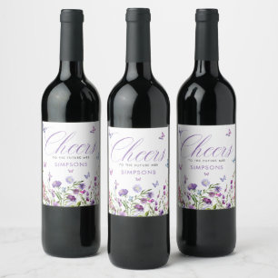Modern Butterflies  Bridal Shower Cheers Wine Label