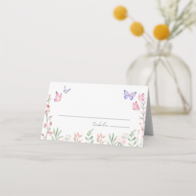 Modern Butterflies Bridal Shower  Place Card (Front)
