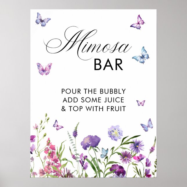 Modern Butterflies  Bridal Shower Welcome Sign (Front)