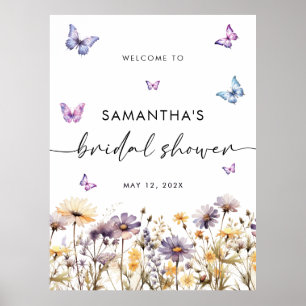Modern Butterflies Bridal Shower Welcome Sign