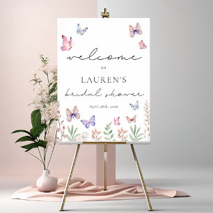 Modern Butterflies Bridal Shower Welcome Sign