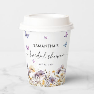 Modern Butterflies  Bridal Shower Welcome Sign Paper Cups