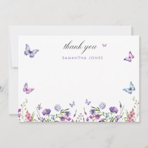 Modern Butterflies  Bridal Shower Welcome Sign Thank You Card