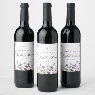 Modern Butterflies  Bridal Shower Welcome Sign Wine Label