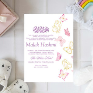 Modern Butterflies Islamic Aqiqa Aqeeqah Invitation