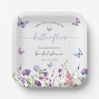 Modern Butterflies Purple Floral Bridal Shower