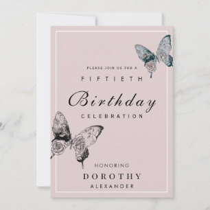 Modern Butterfly ANY Milestone Adult Birthday Invitation