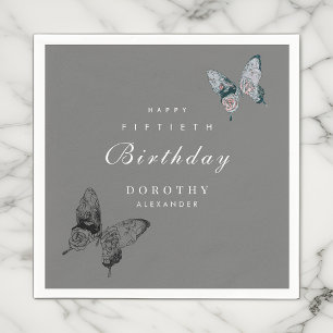 Modern Butterfly ANY Milestone Adult Birthday Napkin