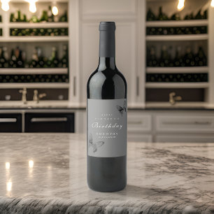 Modern Butterfly ANY Milestone Adult Birthday Wine Label