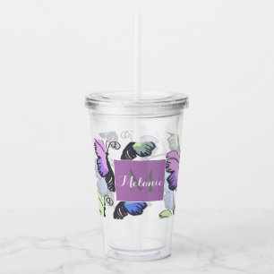 Modern Butterfly Colourful Doodles Acrylic Tumbler