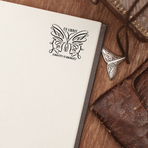 Modern Butterfly Ex Libris Book  Rubber Stamp