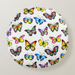 Modern Butterfly Pattern Round Pillow