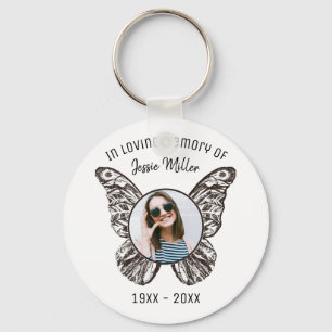 Modern Butterfly Photo Memorial Key Ring