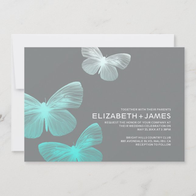 Modern Butterfly Wedding Invitations (Front)
